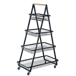 4-Tier Countertop Fruit Basket Storage, Vegetable Rack Bread Display Stand for Kitchen, Black Buffet Elevation Stand