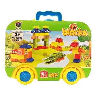 Toy blocks in a suitcase (64 pieces)