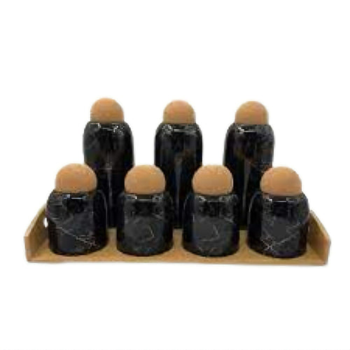 Set Of 7 Cruets With Bamboo Base