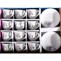 Set of Porcelain Cups Heart Shape 12 Person