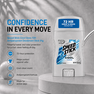 Speed Stick Cool Clean 72H Antiperspirant Deodorant Stick 51g