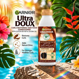 Garnier Ultra Doux Curls Restoring Hair Food Conditioner with Cocoa Butter & Jojoba Oil 350ml